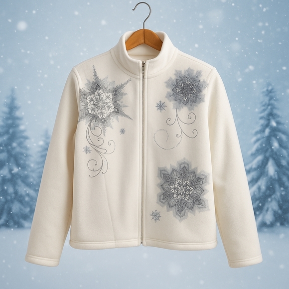 Alfred Dunner Sweaters - ❄️ Alfred Dunner Snowflake Embellished Fleece Sweater PM Petite Medium